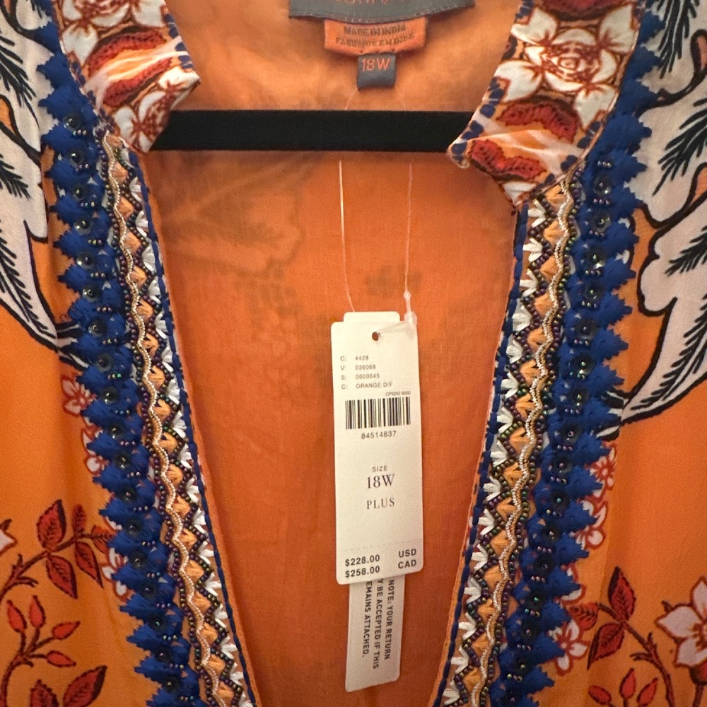 Anthropologie Orange & Navy Floral Maxi Dress - Picture 5 of 5